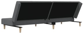 Sofá-cama de 2 lugares tecido cinzento-claro