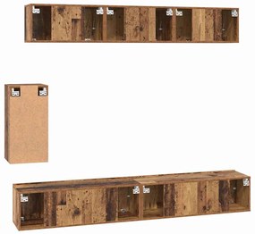 Conjunto de móvel de TV 6 pcs Madeira antiga Standard Médio