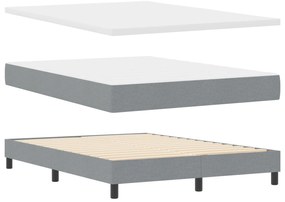 Cama Box Spring com colchão Cinza Claro 140x190 cm Tecido