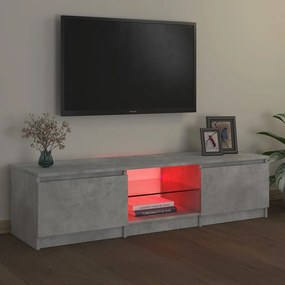 Móvel de TV com luzes LED 140x40x35,5 cm cinzento cimento