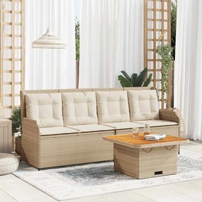 vidaXL 3 pcs conjunto lounge de jardim com almofadões vime PE bege