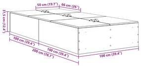 Estrutura de Cama com Armazenamento vidaXL Carvalho Preto 100x200 cm