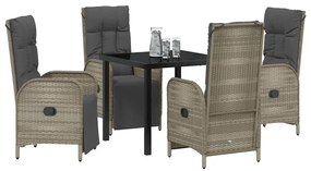 Conjunto de Jantar Jardim com 5 Peças e Almofadas em Rattan Sintético