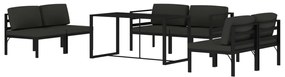 7 pcs conjunto lounge jardim com almofadões alumínio antracite