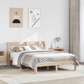 Estrutura de cama com cabeceira 160x200 cm pinho maciço
