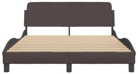 Estrutura de cama sem colchão 120x200 cm tecido castanho-escuro