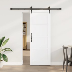 Porta Deslizante vidaXL com Conjunto de Hardware Branco 73.5x198.5 cm Madeira Sólida de Pinheiro