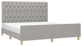 Estrutura de cama sem colchão 160x200 cm tecido cinzento-claro