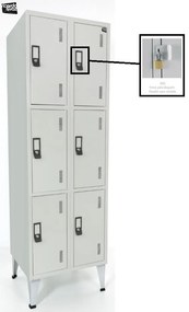 Cacifos Metálico Duplo 6 Cacifos 1900x600x500 mm Cadeado Simples