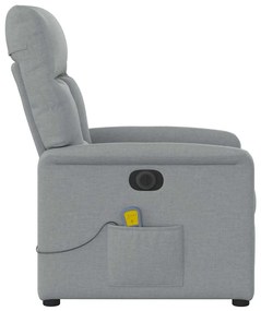 Poltrona de massagens reclinável elétrica tecido cinzento-claro