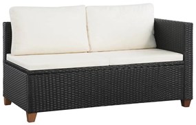 4 pcs conjunto lounge de jardim c/ almofadões vime PE preto