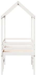 Cama alta com telhado 80x200 cm pinho maciço branco