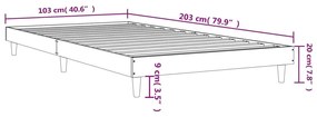 Estrutura cama 100x200 cm derivados de madeira carvalho fumado