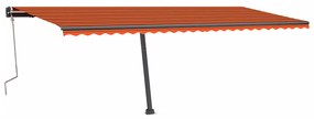 Toldo retrátil manual independente 600x350cm laranja e castanho