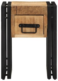 Mesa de Apoio vidaXL com Gaveta Preta 30x30x40 cm Madeira de Mangueira
