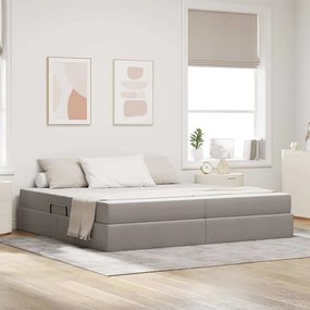 vidaXL Cama com arrumação e colchão Cinzento-acastanhado 200 x 200 cm