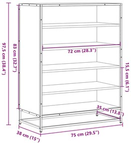 Sapateira 75x38x97,5 cm deriv. de madeira/metal carvalho sonoma