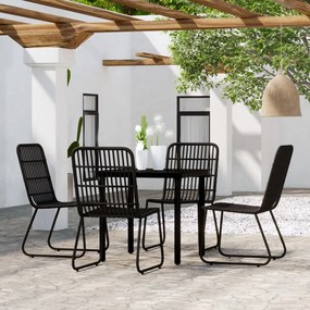 vidaXL 5 pcs Conjunto de jantar para jardim preto