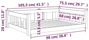 Cama para cães 105,5x75,5x28 cm madeira de pinho maciça