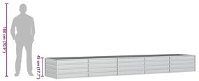 Canteiro elevado de jardim 400x80x45cm aço galvanizado prateado
