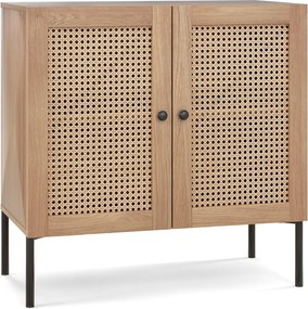 Aparador "Rattan Oak" com 2 Portas em Rattan e Prateleira Ajustável -