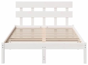 Estrado de Cama com Cabeceira Branco 120x190 cm Madeira Maciça de Pinh