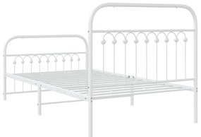 Estrutura de cama com cabeceira e pés 100x190 cm metal branco