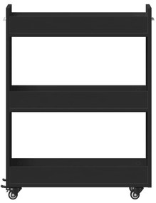 Armário com rodas 60x22x79 cm derivados de madeira preto