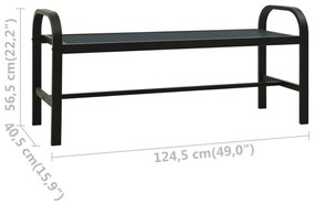 Banco de jardim 124,5 cm aço e WPC preto