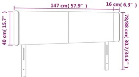Cabeceira de cama c/ abas tecido 147x16x78/88 cm preto