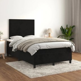 Cama boxspring com colchão 120x200 cm veludo preto