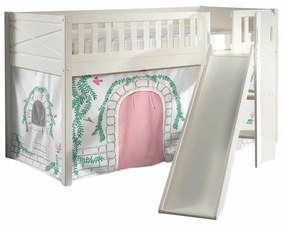 Conjunto cama Infantil SCOTT + escorrega + cortina de brincar BIRDY Branca