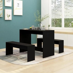 3 pcs conjunto de jantar derivados de madeira preto