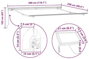 Toldo Retrátil with Manual Branco 300 x 250 cm Branco