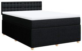 Cama com molas/colchão 160x200 cm tecido preto