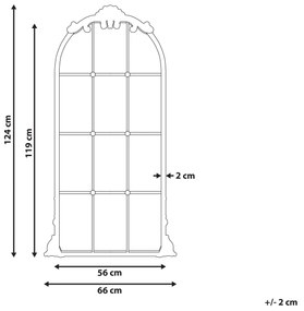 Espelho de parede com forma de janela em metal dourado 66 x 124 cm NOIDAN Beliani