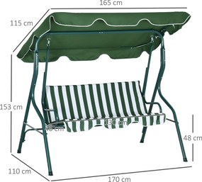 Baloiço de Jardim de 2-3 Lugares com Estrutura de Metal Almofada Toldo