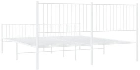 Estrutura de cama com cabeceira e pés 193x203 cm metal branco