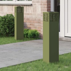 vidaXL Luz Solar LED de Caminho 2 pcs Verde Oliva Aço Laminado a Frio