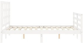 Estrutura de cama com cabeceira 140x200cm madeira maciça branco