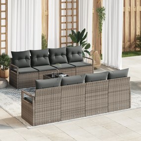 Conjunto de Sofás para Jardim vidaXL de 9 Peças com Almofadas Cinza Ra