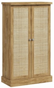 HOMCOM Armário de Cozinha Armário Despensa Cozinha com 2 Portas de Vime e 16 Prateleiras 60x30x104 cm Madeira | Aosom Portugal