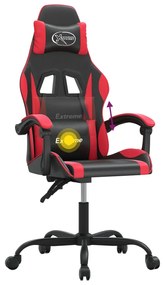 Cadeira gaming giratória couro artificial preto e vermelho