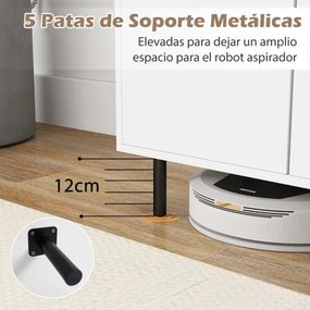 Aparador Buffet Armário de cozinha moderno com 2 portas e Estantes 106 x 38 x 80 cm Branco