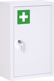 Armário de medicamentos de parede em aço, com 3 prateleiras e porta com fechadura (2 chaves), 30 x 14 x 46 cm, branco