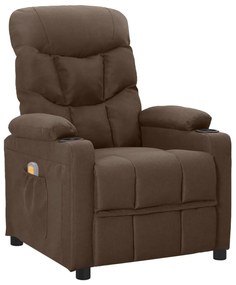 vidaXL Poltrona de massagens reclinável tecido castanho
