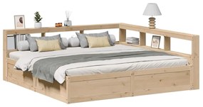 vidaXL Cama com estante sem colchão 180x200 cm pinho maciço