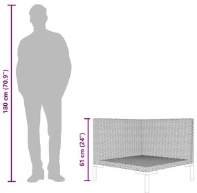 Sofá de jardim com almofadões semicircular vime PE