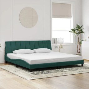 Estrutura de cama sem colchão 200x200 cm veludo verde-escuro