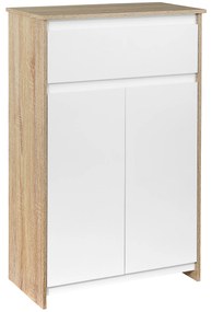 kleankin Móvel Auxiliar Casa de Banho com 1 Gaveta e 2 Portas Armário Casa de Banho de Estilo Moderno 60x30x90cm Branco e Madeira